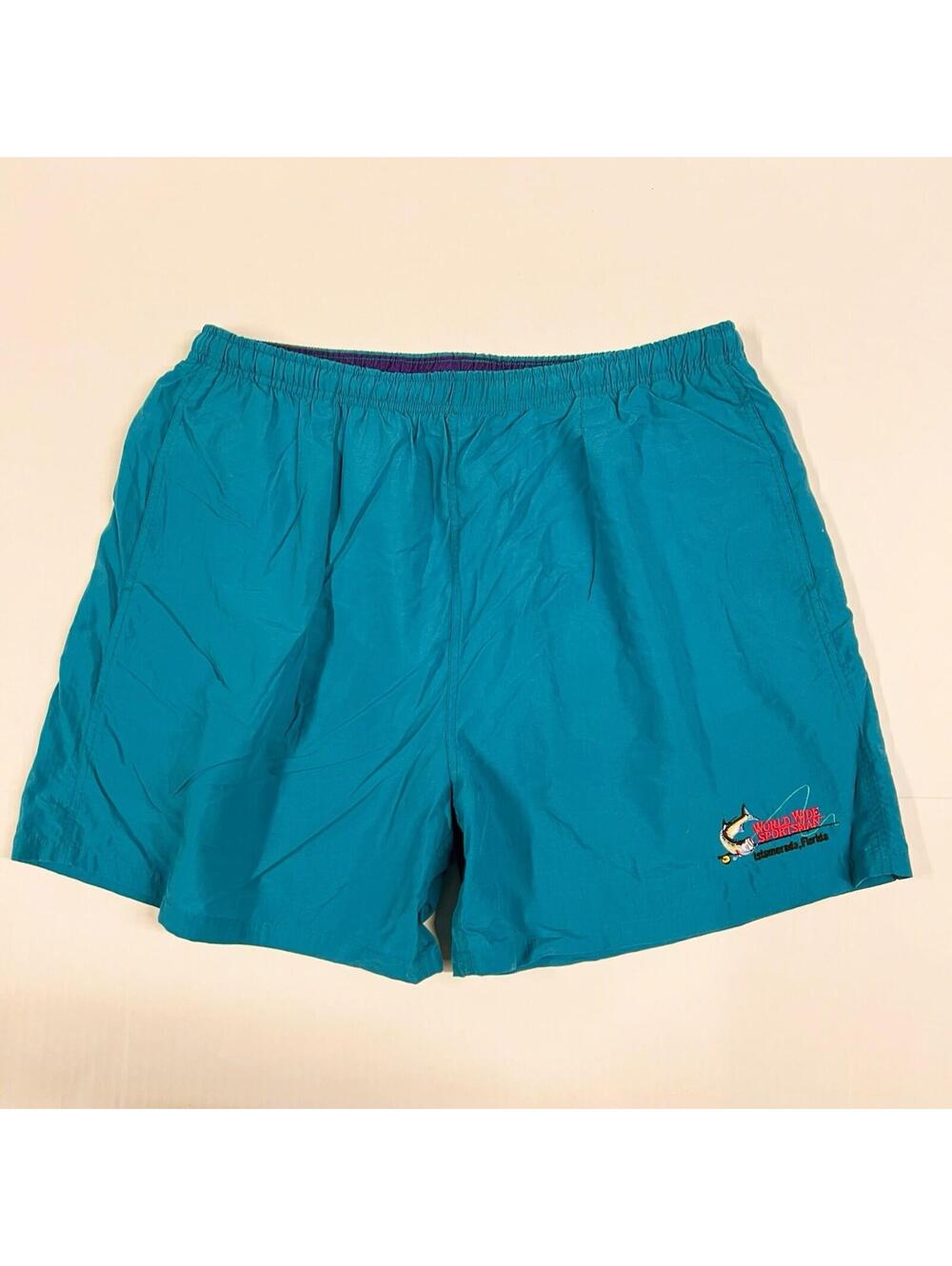 World Wide Sportsman Swim Trunks XL Swimsuit Mesh Lined Teal Islamorada Florida